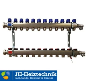 Edelstahl Heizkreisverteiler 12-fach mit Durchflussbegrenzer, Fussbodenheizung - Bild 1 von 2