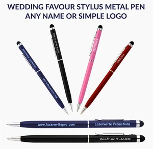 Wedding Favour Stylus Metal Pen Custom Engraved Any Name or Simple Logo - Picture 1 of 7