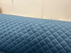 DIAMOND VELVET QUILTED UPHOLSTERY FABRIC PLAIN Next MATERIAL 140CM wide Teal - Picture 1 of 26
