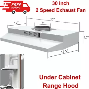 30" Under Cabinet Range Hood, 2-Speed Vent Hood, Ducted/Ductless, 300 CFM, White - Picture 1 of 10