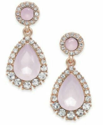 Pendientes colgantes Charter Club tono oro rosa cristal y piedra rosa, precio de venta sugerido por el fabricante 24,50 USD Foto 1 de 3