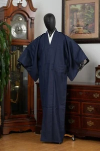 DEAR VANILLA JAPANESE KIMONO MEN'S ROBE GOWN AUTHENTIC JAPAN VINTAGE SAMURAI - Picture 1 of 7