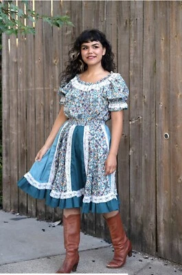 Conjunto de camisa y falda circular Rockabilly vintage años 70 Rockmount Western Ranch Wear Foto 1 de 4