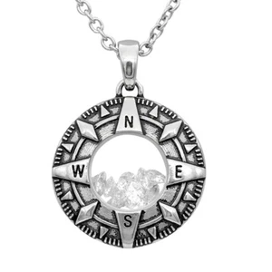 Compass Floating Charm with Clear Crystals Necklace BY CONTROSE - Picture 1 of 6