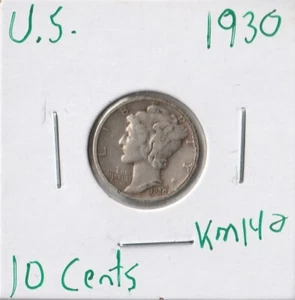 Moneda Estados Unidos 10 Céntimos (Mercurio) 1930 KM140, plata - Imagen 1 de 4