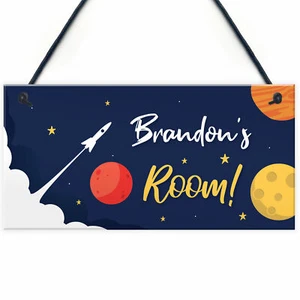 Personalised Door Space Theme Sign Kids Bedroom Grandson Son Nephew Boys - Picture 1 of 9