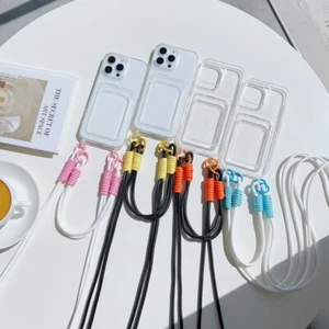 For iPhone 16 15 Pro Max 14 13 12 11 ShockProof Clear Long Short Rope Case Cover - Picture 1 of 24