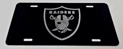 Etiqueta de coche Oakland Raiders LOGO diamante grabado en placa de aluminio Foto 1 de 3