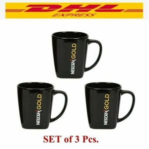 3 X NESCAFE COFFEE GOLD BLACK CUP MUG PREMIUM GIFT DHL FAST SHIPPING