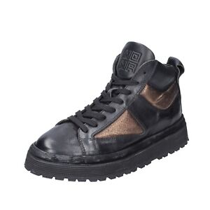 scarpe donna MOMA sneakers nero pelle bronzo 1BW316 EY622