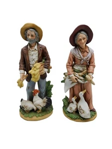 vintage 1992 homco # 1477 older couple farmers bisque figurines - Picture 1 of 5