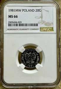 Poland 1981 MW 20 Groszy NGC MS 66 Aluminum High Grade - Picture 1 of 6