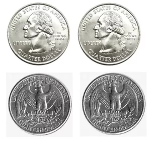 Paio di Vero Double Face Quarters 1 Due Teste And 1 Due Croce Moneta - Picture 1 of 1