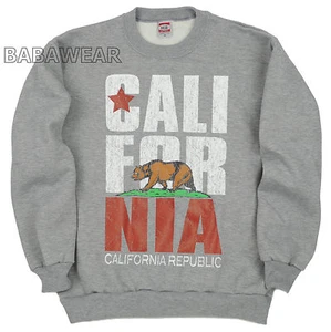 California Big Print Crew Neck Sweat Shirt Heather Gray Cali Republic BABA Fore - Picture 1 of 2