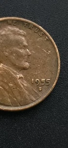 1955 D Lincoln Wheat Penny US Coin Denver Mint "Filled 5" - Picture 1 of 3