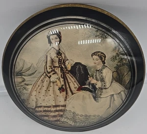 Vtg Convex Round Bubble Glass Picture Victorian Peter Watsons Studio Antique - Picture 1 of 10