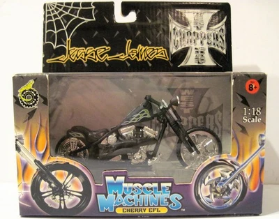 Vtg 2003 Jesse James Cherry CFL BLACK Muscle Machines 1:18 Rigid Chopper SEALED - Image 1 of 4