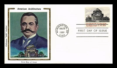 US COVER NYU LIBRARY AMERICAN ARCHITECTURE FDC COLORANO SILK CACHET - Image 1 of 2