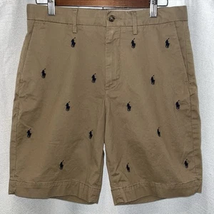 Pantalones Cortos Polo Ralph Lauren Para Hombres 29 Beige Tostado Chino Algodón Sarga Todo el Logo de Poni - Imagen 1 de 11