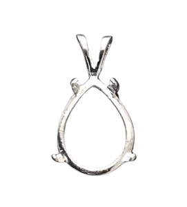Colgante con montura de cabujón de pera 16x12 de plata de ley maciza, nuevo, hecho en EE. UU. - Imagen 1 de 3