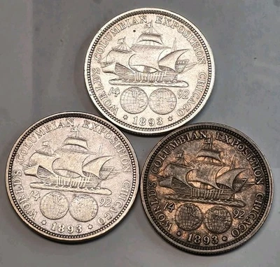 3 x 1893 Columbian Exposition Commemorative Silver Half Dollars (3 Coin Lot) - Image 1 of 4