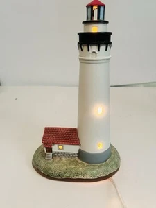 Vintage Lefton Lighthouse Accent Lamp Wind Point, Wisconsin Ceramic 1996 WORKS - Picture 1 of 7