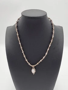 Collana vintage Carolyn Pollack argento sterling 925 perline 17,5" con ciondolo MOP - Foto 1 di 7