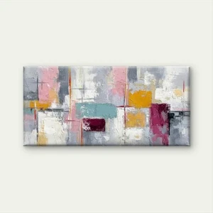 Abstract Soft Grey Palette  Unframed Canvas Painting for Living - Picture 1 of 8
