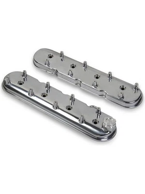 Holley Valve Covers Stock Cast Plain Chevy 4.8 5.3 5.7 6.0 6.2 7.0L (241-90) - Image 1 of 4
