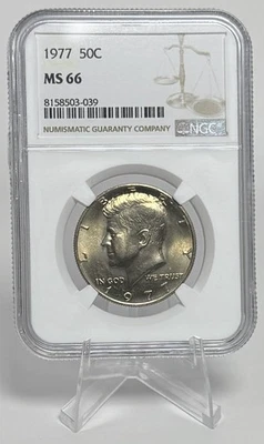 1977 Kennedy Half Dollar NGC MS66 Beautiful Brilliant Toned Uncirulated - Image 1 of 2