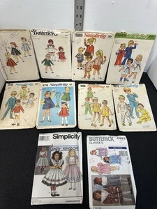 Vintage Doll Clothes Sewing Patterns - 10 total #T4 - Picture 1 of 7