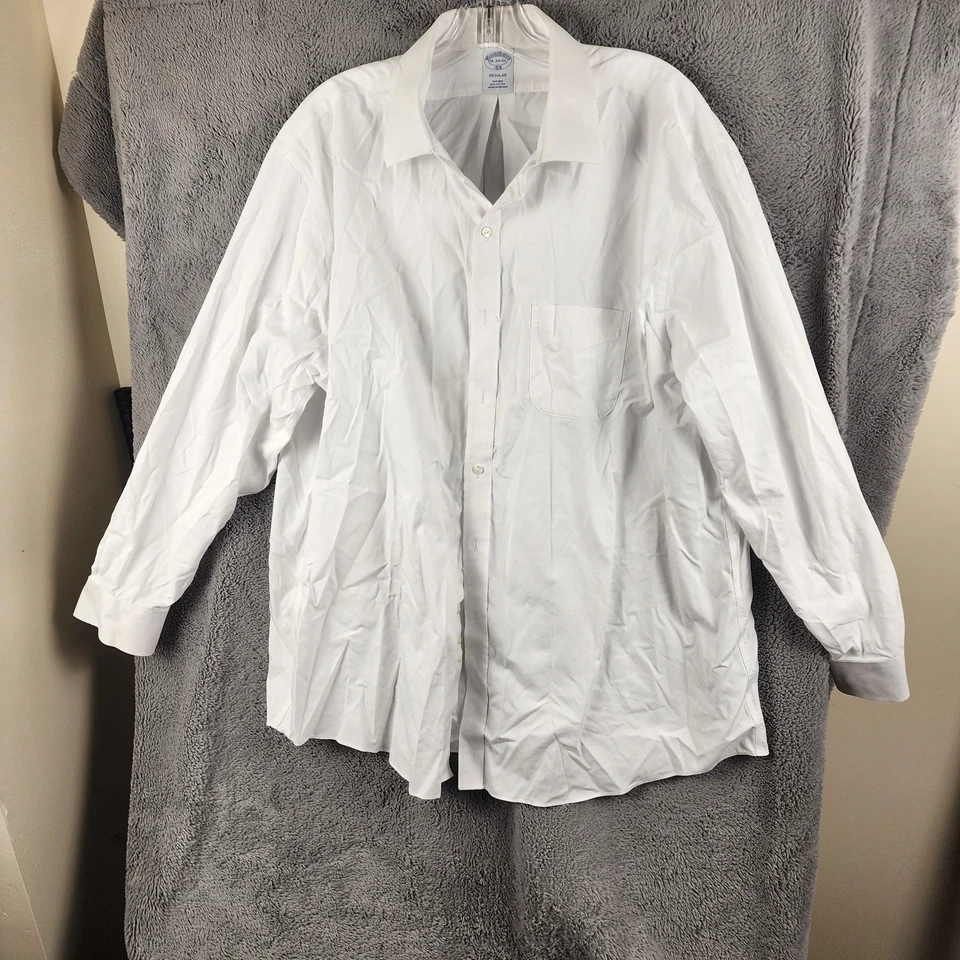 Brooks Brothers Shirt Mens 18 34/35 White Cotton The Original Polo Slim Fit - Image 1 of 4