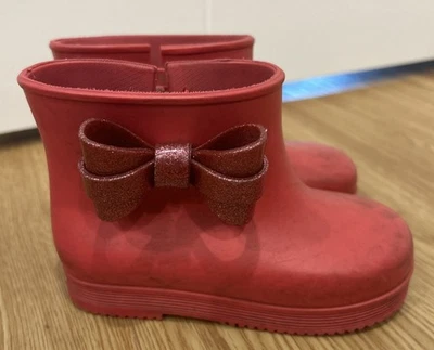 Botas Mini Melissa Rosa Caliente con Rosa Brillo Lazo Talla 9 EE. UU. Foto 1 de 4