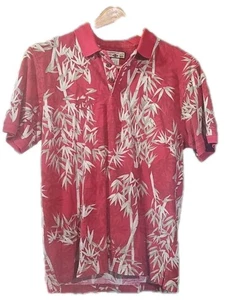 Herren Karibik Joe Hawaii Hemd Größe L Rot Weiß Palmenblätter Strand Tropical - Bild 1 von 3