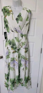 White House Black Market gerafftes Midikleid Größe 6 neu mit Etikett - Bild 1 von 10