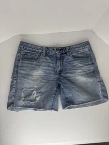American Eagle Damen Shorts Größe 8 Blau Denim Stretch Used-Look Jeans - Bild 1 von 4