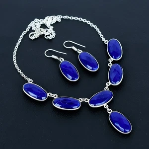 Pietra preziosa calcedonio blu fatta a mano in argento sterling 925 ultimo... - Foto 1 di 5