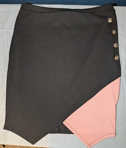 Minette Damen Rock XL Schwarz Rose Arbeit Freizeit Midi Knielang - Bild 1 von 6