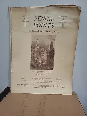Jan. 1921 Pencil Point Magazine Architecture Drafting Hugh Ferriss Otto Eggers - Image 1 of 3