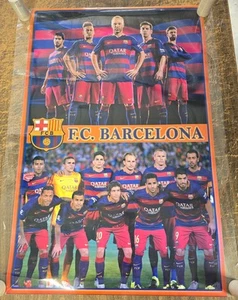 Vintage FC Barcelona Team Football Laminated Wall Poster 33.5" x 25" - Picture 1 of 9
