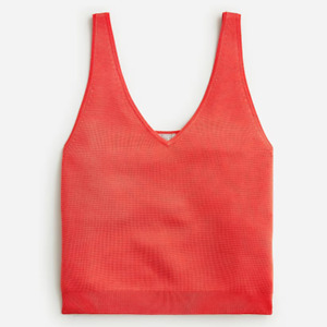 J. Crew Red Sleeveless Deep V-Neck Cropped Knit Sweater Tank Top Size Small