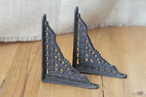 2 soportes de pared de hierro fundido estilo antiguo pequeños 5 x 4 ménsulas - Imagen 1 de 11