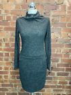 Mock Neck Jersey Dropped Waist Casual Shift Dress Size S 8/10 Grey Tan available