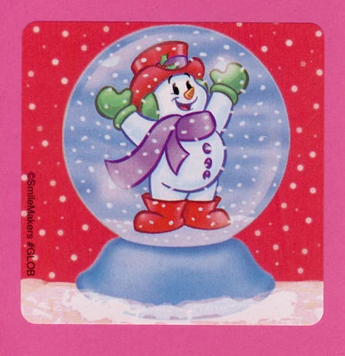 SMILEMAKERS 10 Snowman Snowglobe - Large Stickers - Party Favors - Christmas Winter Holiday
