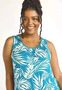 JOYSPUN SLEEVELESS V-NECK MIDI CHEMISE NIGHTGOWN BLUE WHITE FLORAL 4X 26W-28W - Picture 1 of 5