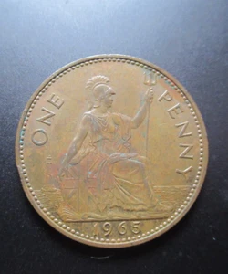 Centavo grande Gran Bretaña Reino Unido 1965 reina Isabel envío gratuito - Imagen 1 de 2