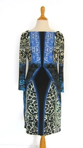 Roberto Cavalli Off Shoulder Multi Print Dress IT48 M Bodycon Stretch Long Sleev - Picture 1 of 5