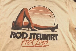 Vintage ROD STEWART POP ROCK HOT LEGS Cotton White All Size Unisex Shirt - Picture 1 of 3