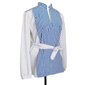 Vintage Nautical Striped Blouse Long Sleeve Union Label 1 East Collection 18 - Picture 1 of 10