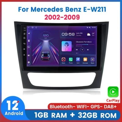 Radio estéreo de coche Carplay para Mercedes Benz E-W211 E320 E500 E350 32G Android12.0 Foto 1 de 4